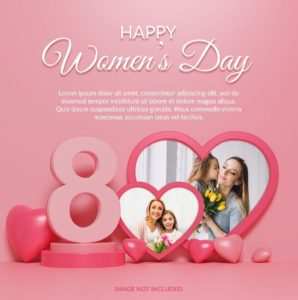Happy Women's Day Photo Frame Mockup PSD