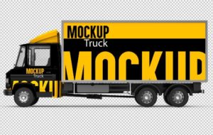 Truck Side View Mockup PSD