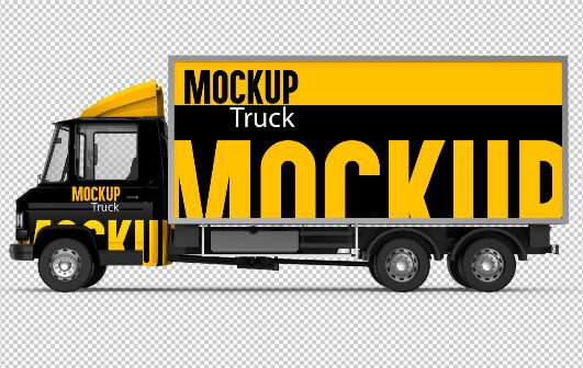 Truck Side View Mockup PSD