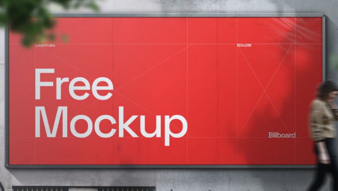 Billboard On Wall PSD Mockup