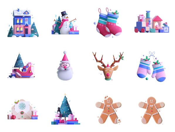 3D Christmas Icon Set (PSD & PNG)