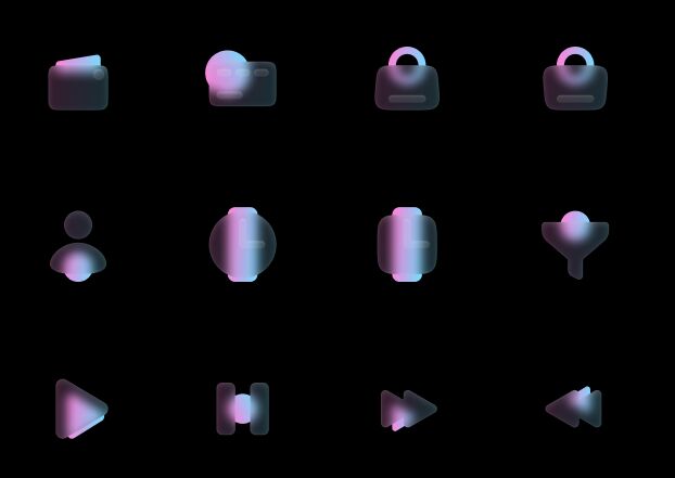 100 Matt Glass Style Icons Figma