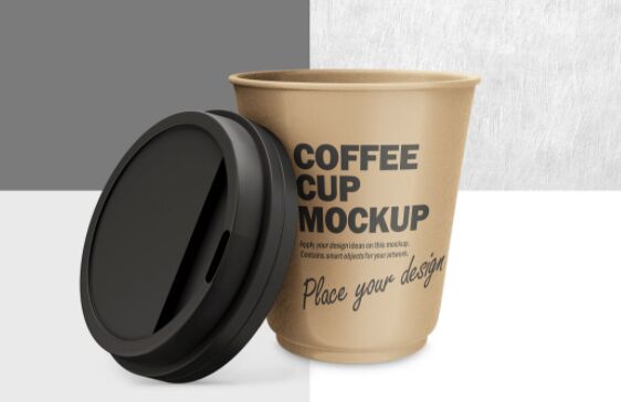Realistic Cardboard Coffee Cup Mockup PSD