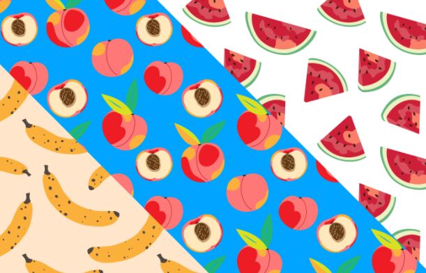 3 Seamles Fruit Patterns Vector