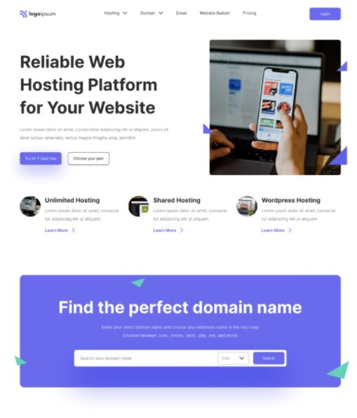 Modern Hosting Service Web Templage Figma