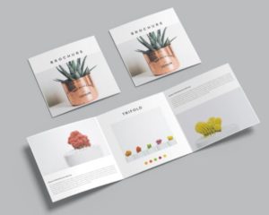 10 Square Trifold Brochure Mockups PSD