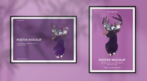 Landscape & Portrait Wall Poster PSD Mockup