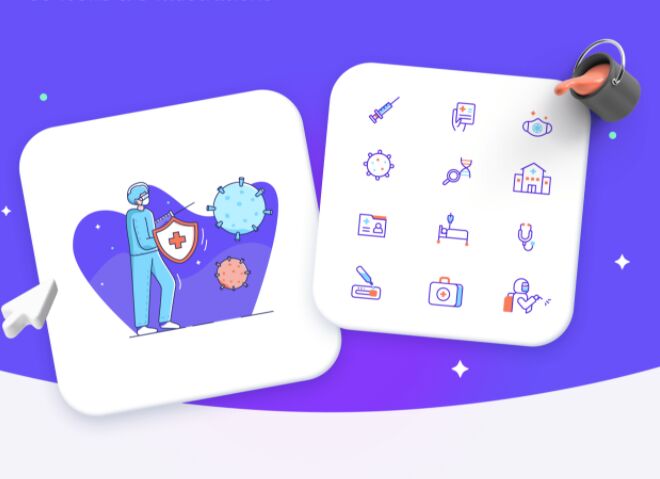COVID-19 & Medicine Icons & Illustrations