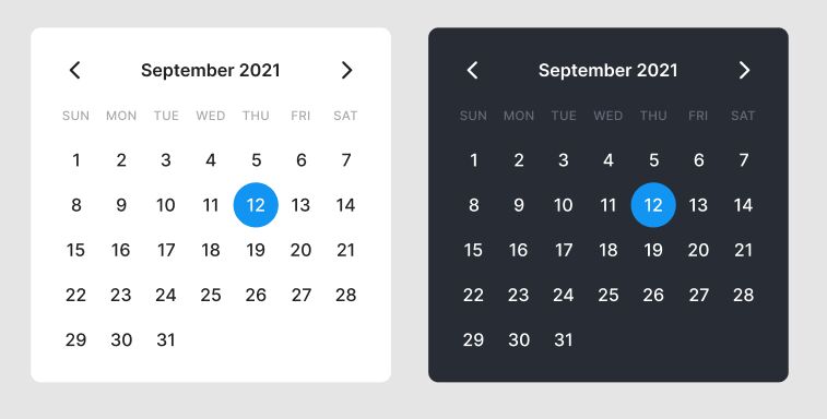 Dark & Light Calendar UI Figma