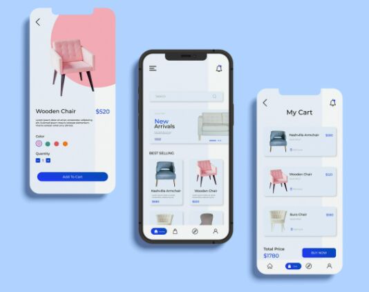 E-commerce App With iPhone Mockup PSD