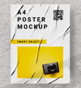 Crumpled A4 Paper PSD Mockup