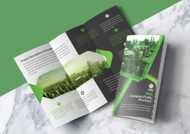 Green Corporate Tri-fold Brochure Vector Template