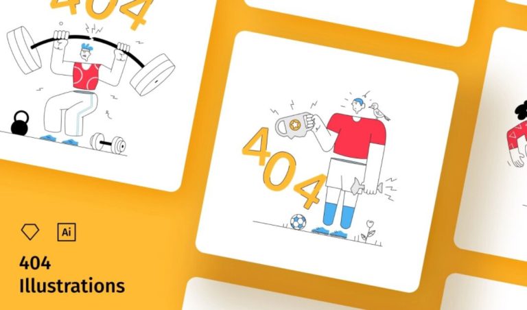 404 Not Found Illustration Set (Sketch & Vector)