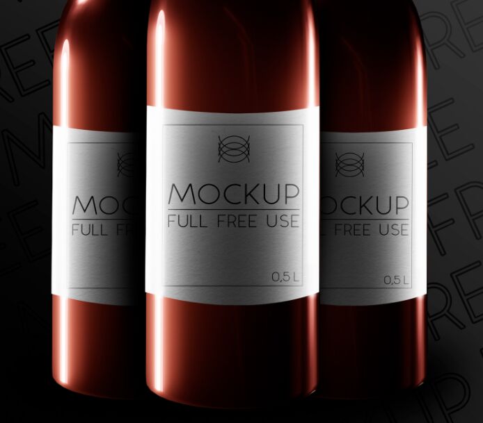 Glossy Wine Bottles PSD Mockup