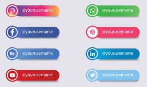 8 Social Media Profile Buttons Vector