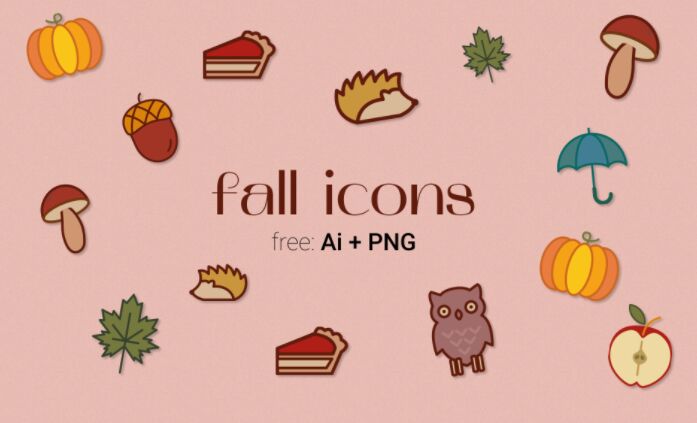 9 Sweet Autumn Icons Vector