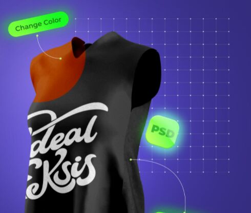 Realistic Black T-shirt Mockup PSD