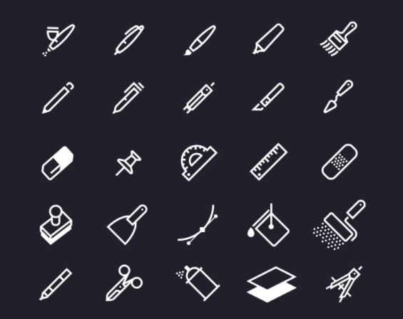 Drawing Tool Icons Vector