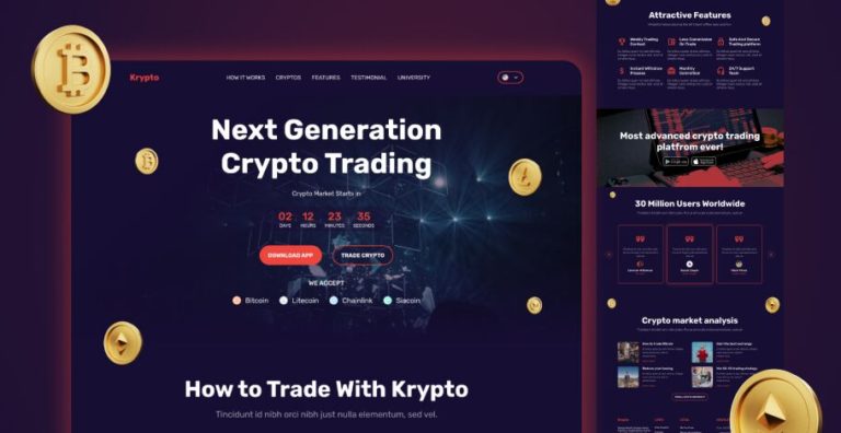 Cryptocurrency Landing Page Template Figma