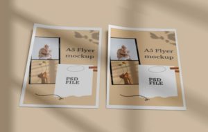 Realistic A5 Size Paper Flyer Mockup PSD