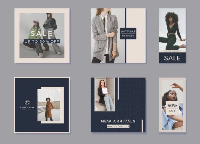 Fashion Boutique Logo And Instagram Templates Vector