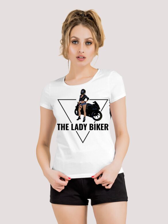 Lady Biker Vector & T-shirt PSD Mockup