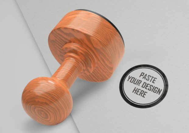 Realistic Wood Stamp Mockup PSD