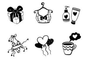 6 Hand Drawn Love Gift Icons Vector