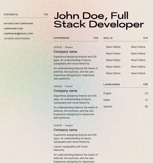 Elegant CV Resume Template (10 Screens)
