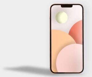 Realistic Standing iPhone 13 PSD Mockup