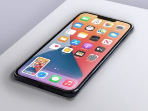 iPhone 13 Max Pro On Desk Mockup PSD