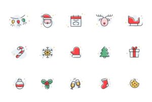 15 Minimal Christmas Icons Pack Vector