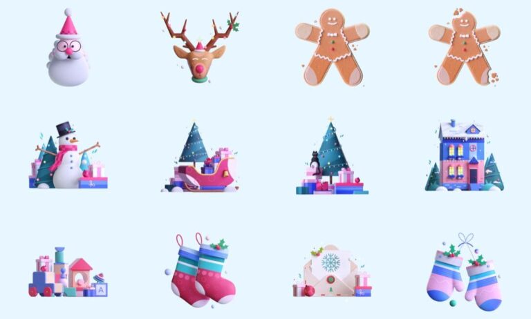 3D Elegant Christmas Vector Illustrations