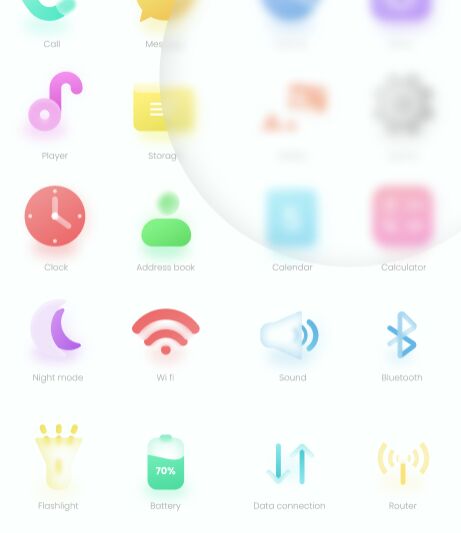Glassmorphism Style Icons For Android