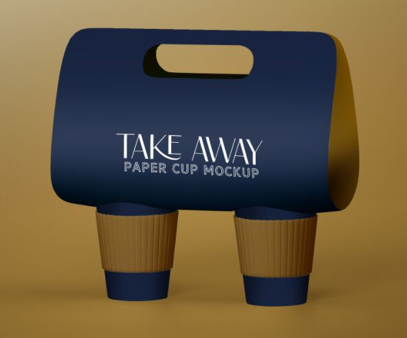 Hi-res Paper Cup Holder Mockup PSD