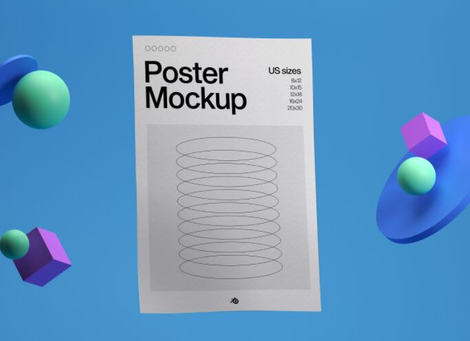 Realistic Poster (US Sizes) Mockups PSD