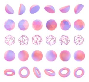 144 Dark & White 3D Geometric Shapes