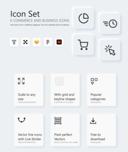 Neumorphism Style E-commerce & Business Icon Set