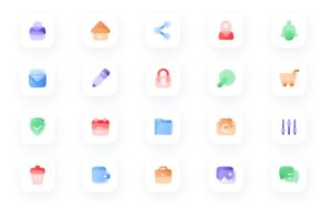 20 Glassmorphism Style Icons Figma