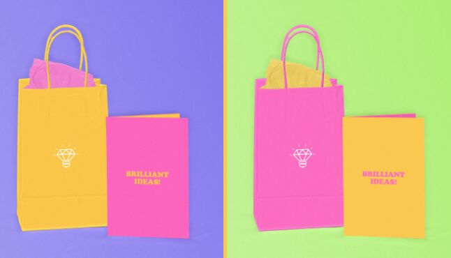 Minimal Flat Shopping Bag And Gift Card Mockup PSD