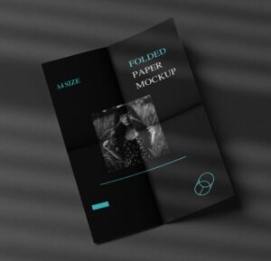 Folded Paper Flyer PSD Mockup