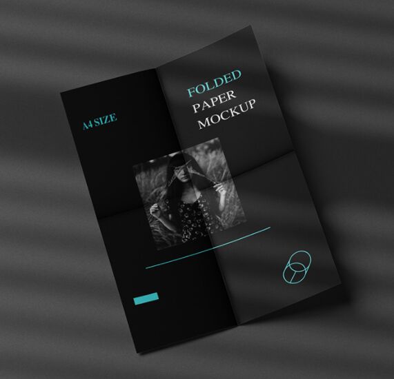 Folded Paper Flyer PSD Mockup