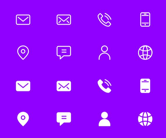 16 Contact Line Icons