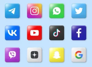 12 Glossy Social Icons Figma