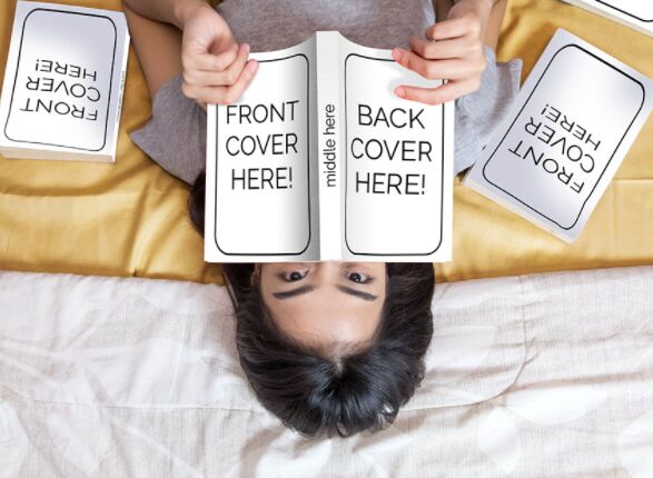 Woman Reading Book Mockup PSD
