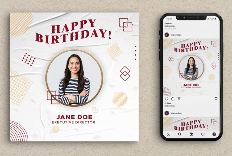 Happy Birthday Social Post PSD Template
