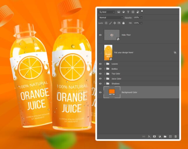 Realistic Juice Bottle Mockups PSD