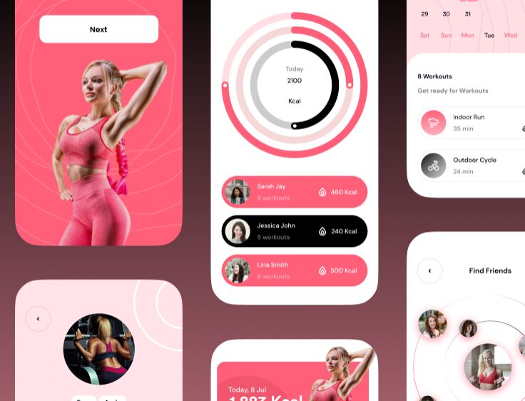 Fitness App UI Kit With 40 Screens