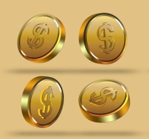 3D Realistic Golden Coins PSD