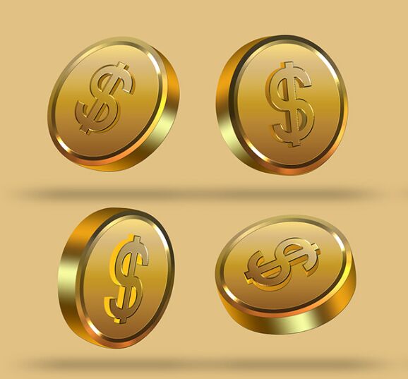 3D Realistic Golden Coins PSD